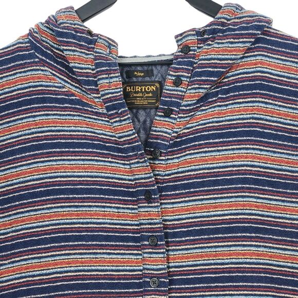 Burton Durable Goods Hoodie Large Multi Striped Pullover Snowboard Winter Grunge - Picture 2 of 11